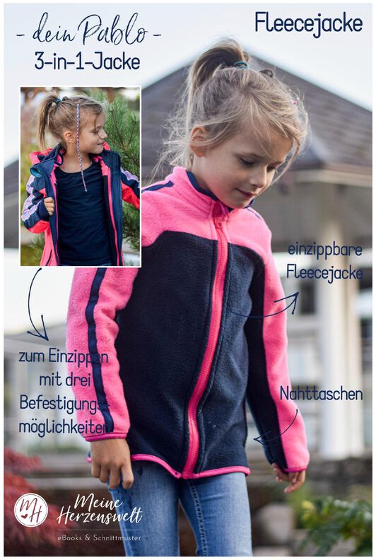 Softshelljacke Kinder Schnittmuster Gr. 74-176 - PABLO #72 image number 3