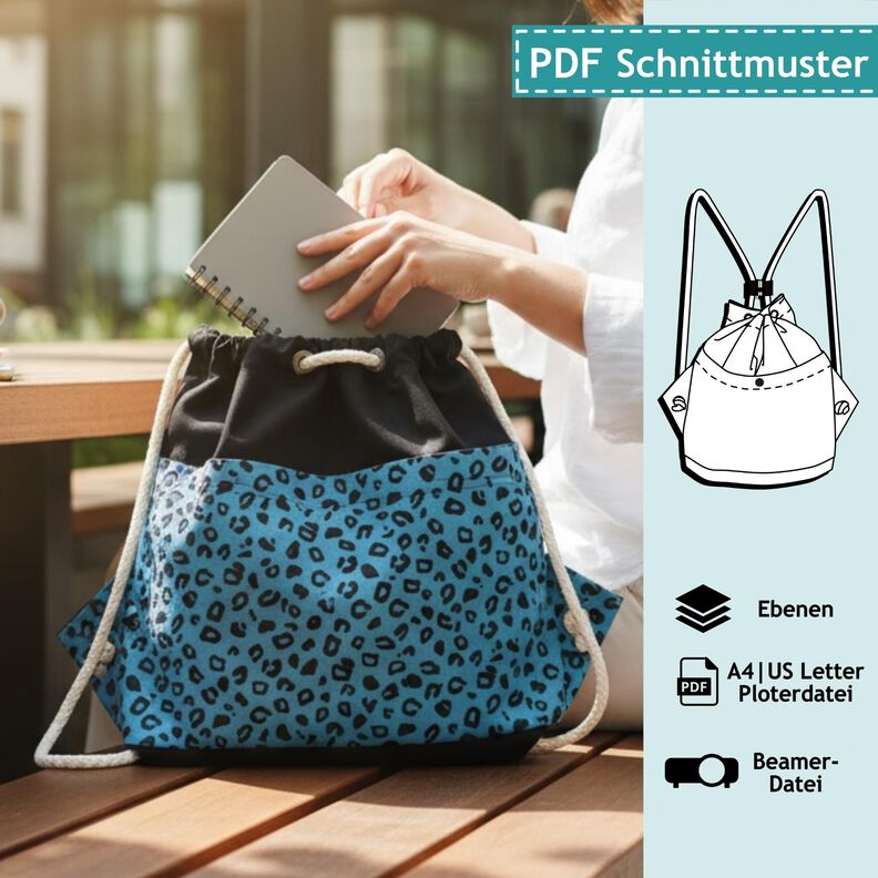 Schnittmuster Festival-Beutel, A4, A0, Beamer image number 1