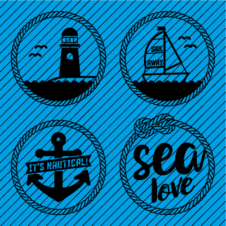 Plotterdatei »It’s Nautical!« – Set Badges (4er) image number 1