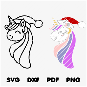 Plotterdatei Einhorn Weihanchten - 2 Varianten SVG PNG DXF