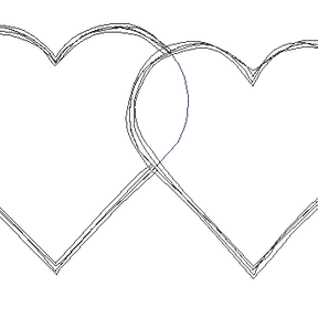 Stickdatei Doppeltes Herz Doodle Herzapplikation       