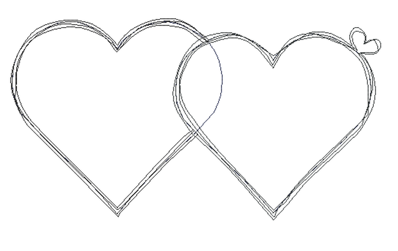 Stickdatei Doppeltes Herz Doodle Herzapplikation image number 1