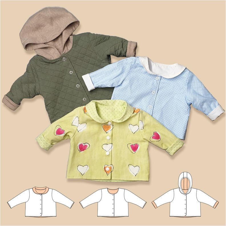 Charly – Babyjacke mit Kapuze oder Kragen Gr. 44-98, A4+A0 image number 1