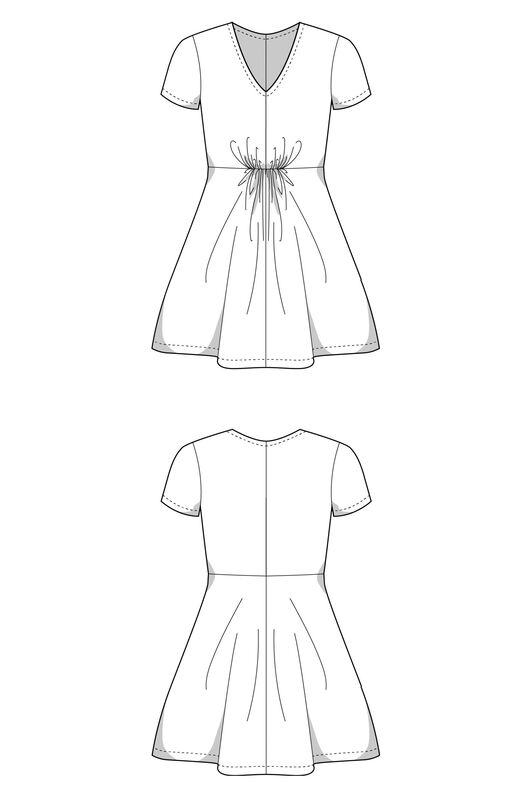 Jersey Kleid Schnittmuster Damen V-Ausschnitt Kurze Ärmel image number 10