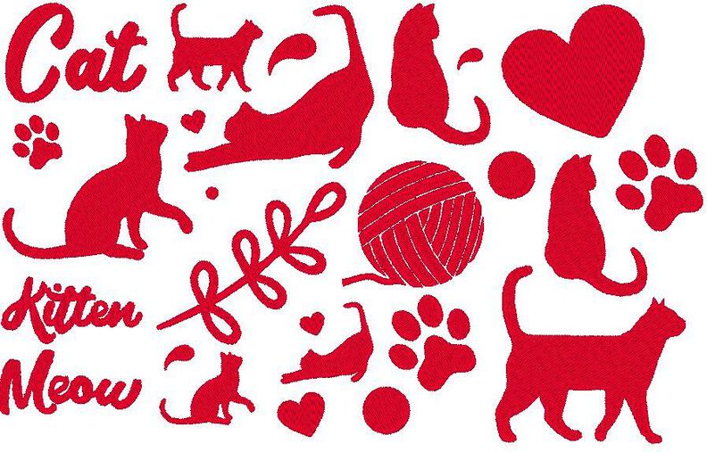 Katzen Liebe Silhouette - Stickdatei - mit Herz image number 3