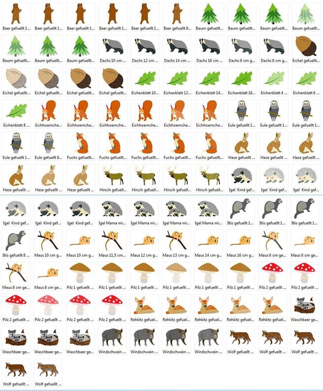 Stickdatei Waldtiere Mega SET u.a. Bär, Dachs, Eule image number 2