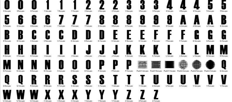 3cm 5cm 7cm Buchstaben schmal + Zahlen Stickdatei Alphabet image number 8
