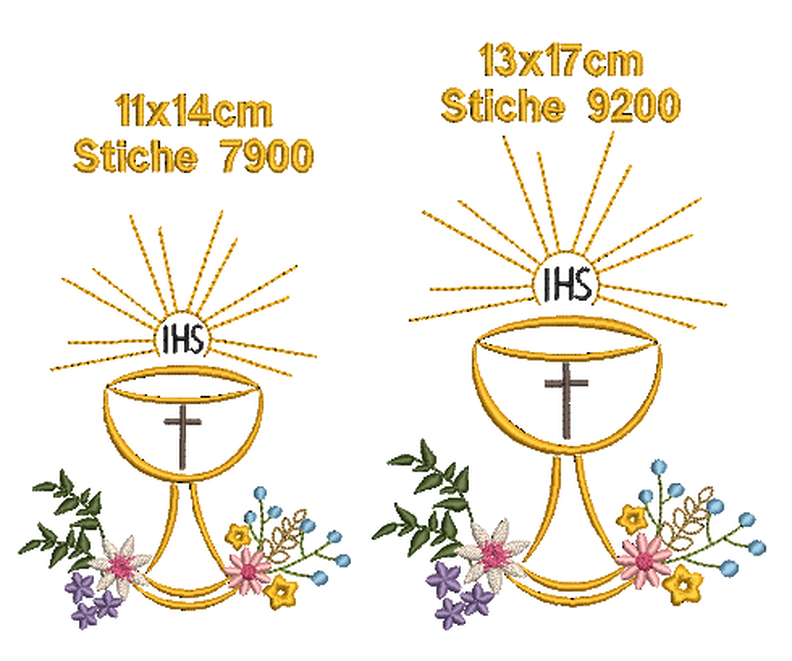 Stickdatei Kreuz Kommunion Blumen SET image number 2