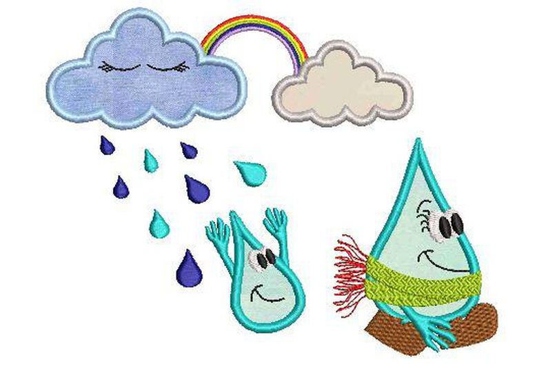 Stickdatei lustiger Regen Applikation SET image number 2