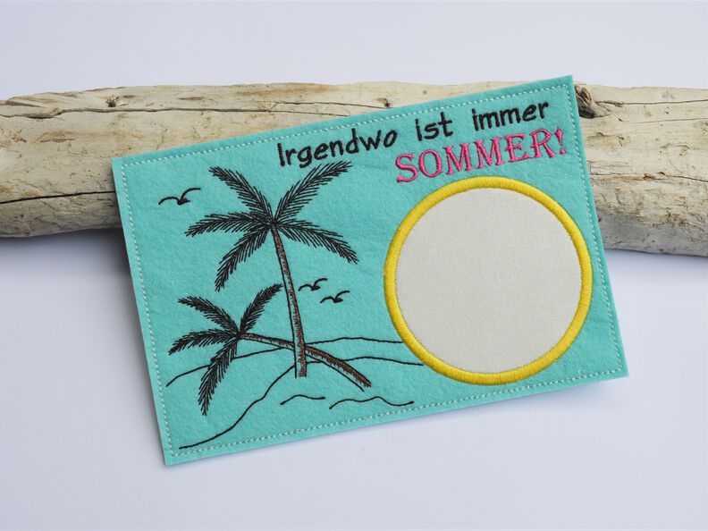 Stickdatei Meer Palmen Strand Untersetzer image number 4