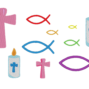 Kommunion Christenfisch Kreuz Stickdatei