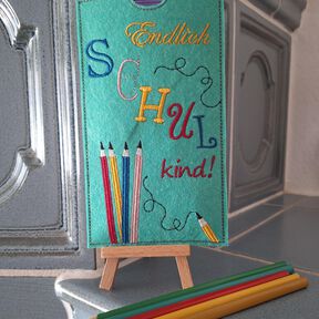 Stickdatei Schule Stifte Tassenteppisch Schokohülle
