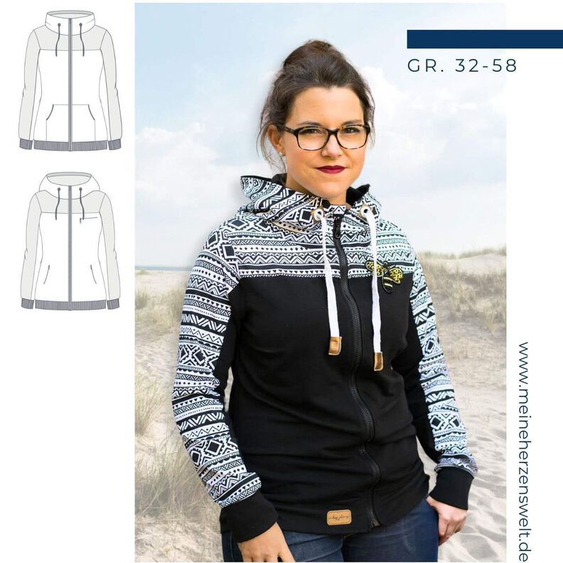 Sweatjacke Damen Schnittmuster Gr. 32-58 - Paco #125 image number 1