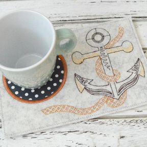 Stickdatei Mug Rug  AnkerSeil 13x18cm und 13x20cm