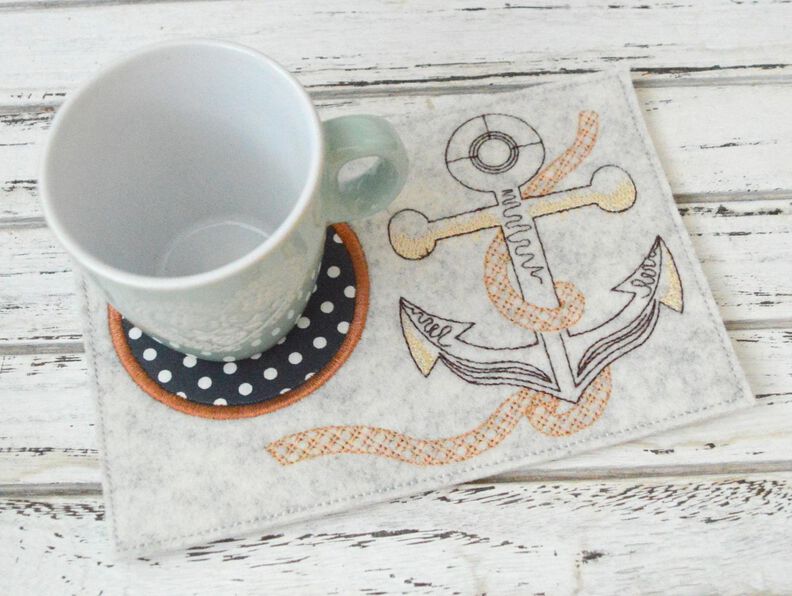 Stickdatei Mug Rug  AnkerSeil 13x18cm und 13x20cm image number 2