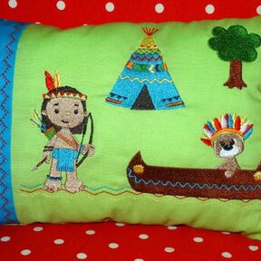 Indianer Kissen + Taschenbild ITH Stickdatei
