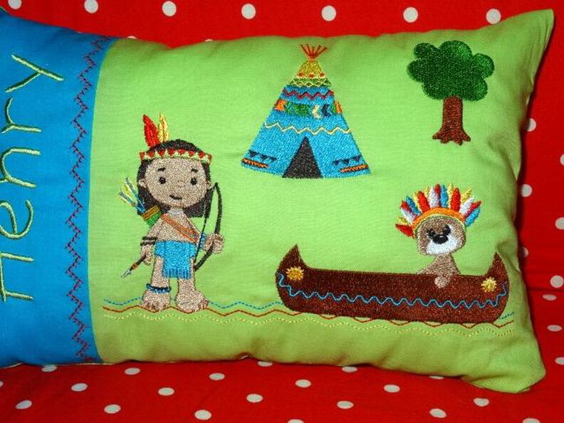 Indianer Kissen + Taschenbild ITH Stickdatei image number 2