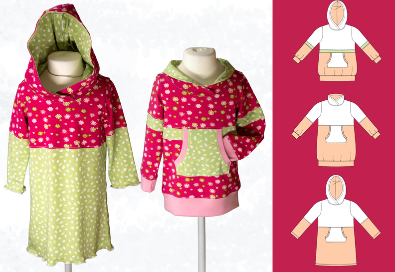 Kinder Sweatkleid „Yuna“ mit Kapuze oder Kragen 86-158 A4+A0 image number 11