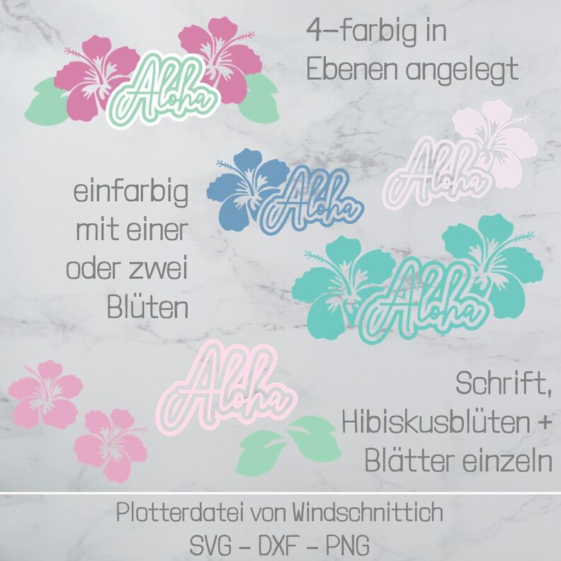Plotterdatei - Aloha Blüten - SVG, DXF, PNG image number 5