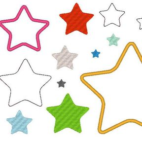Stickdatei Stern gefüllt, als Doodle und für Stoffapplis