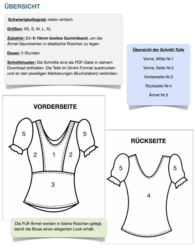 Bluse #Leonie Nähanleitung und Schnittmuster (XS-XL) image number 8