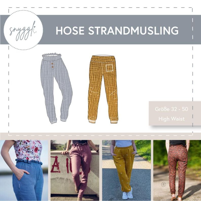 Musselin Hose Strandmusling Gr. 32-50 High Waist, Leinen image number 1