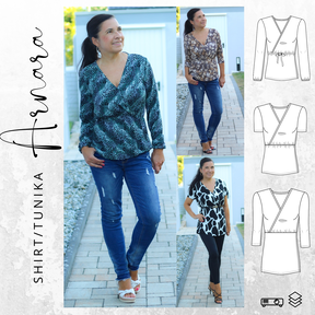 Ebook PDF Schnittmuster Shirt/Tunika ARNARA Gr. 34-54