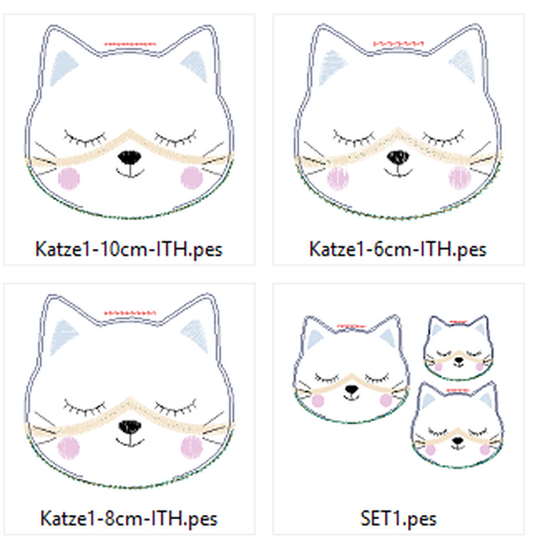 Stickdatei - Katze 1 ITH in 3 Gr. cute Schlüsselanhänger image number 6
