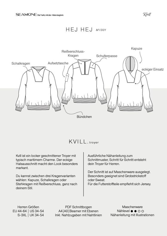 Troyer | Herren | Kvill  Schnittmuster PDF | 44-64 | Seamone image number 8