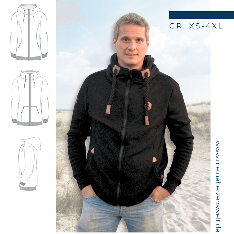 Sweatjacke Herren Schnittmuster Gr. XS-4XL - MANUC #133 image number 1