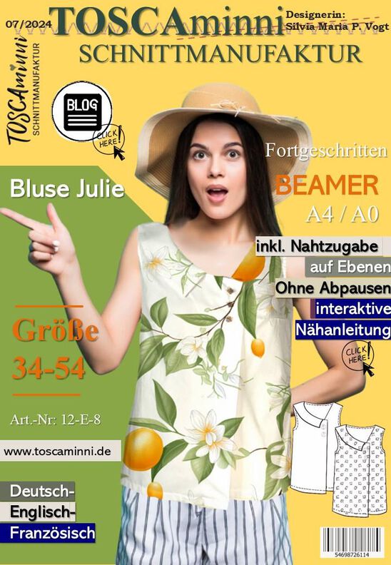 Schnittmuster Julie | Bluse ärmellos mit Kragen | + Video image number 7
