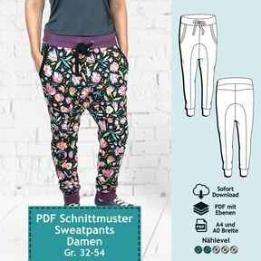 Sweatpants Linn, Gr. 32 – 54, Schnittmuster mit Ebenen 