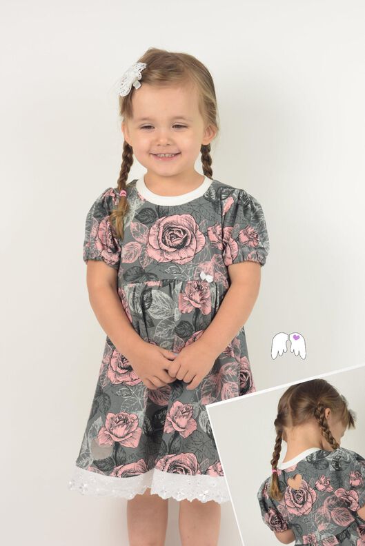 Kleid Lieblingsmädchen Gr. 86 - 164 Herzausschnitt Herzrücken Herz Puffärmel image number 1