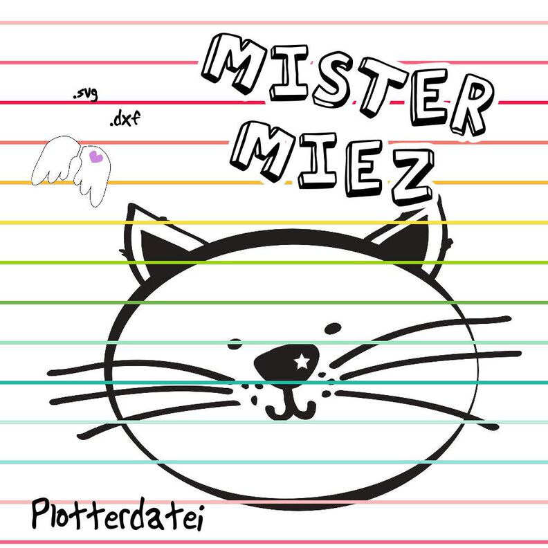 Mister Miez Katze Plottdatei Plotterdatei Engelinchen svg dxf image number 1