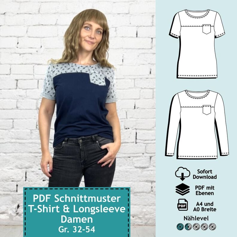 "Familien-Paket" Schnittmuster Set Longsleeve u. T-Shirt  image number 5