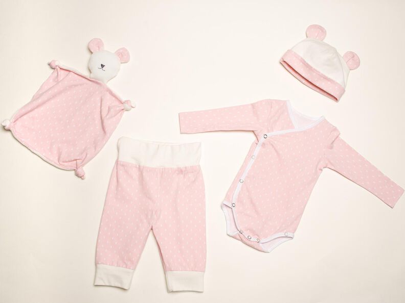 Baby Set Wickelbody, Hose, Mütze und Kuscheltier image number 3
