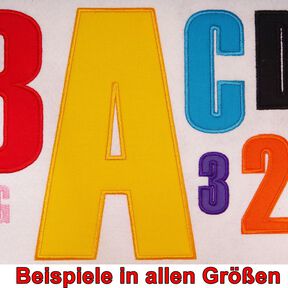 3cm 5cm 7cm Buchstaben schmal + Zahlen Stickdatei Alphabet 