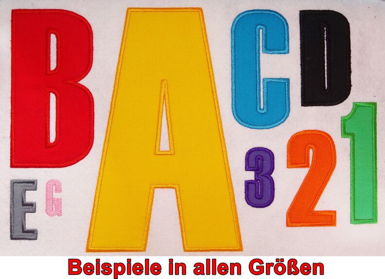 3cm 5cm 7cm Buchstaben schmal + Zahlen Stickdatei Alphabet image number 2