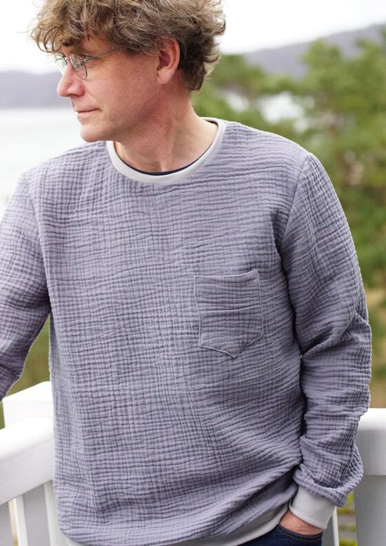 Musselin Hoodie Sweater Musling Herren Gr. 40-60, Leinen image number 9