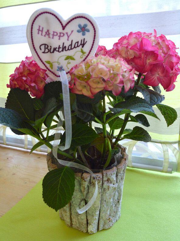 ITH Stickdatei Blumenstecker zum Geburtstag 10x10cm image number 1