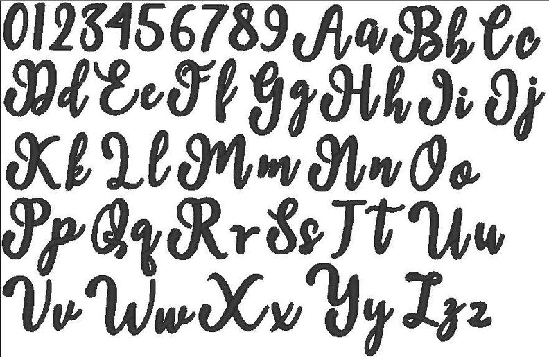 Buchstaben Schreibschrift klein und groß + Zahlen Stickdatei image number 3