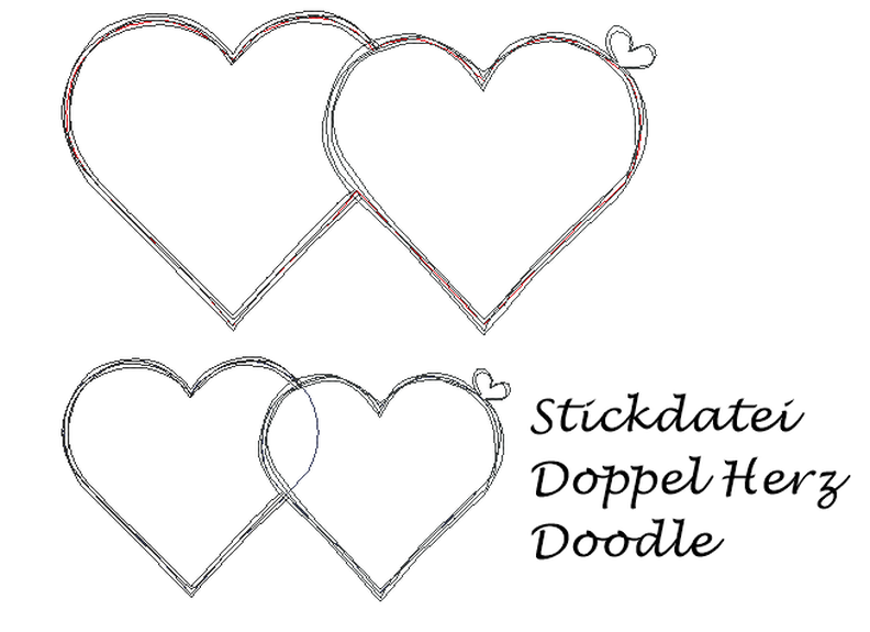 Stickdatei Doppeltes Herz Doodle Herzapplikation image number 4