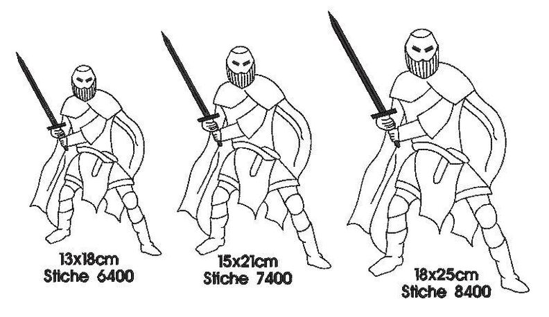 Stickdatei Ritter Redwork SET image number 3