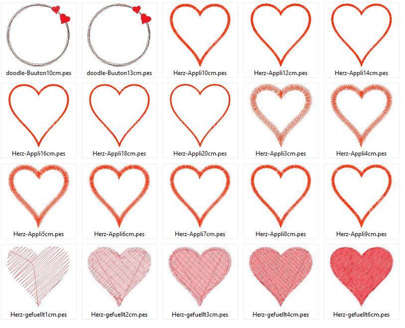 Herz Liebe Stickdatei gefüllt + Appli + doodle Button image number 5