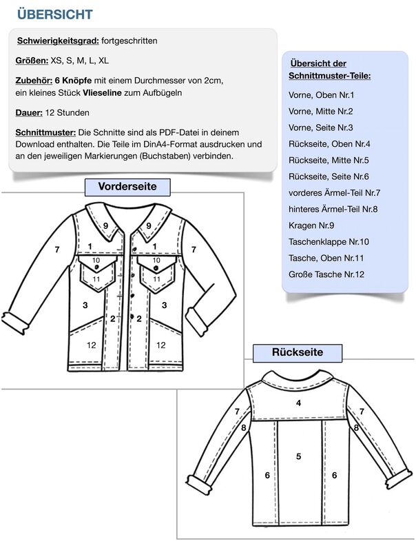 Jacke #Leila Nähanleitung und Schnittmuster (XS-XL) image number 9