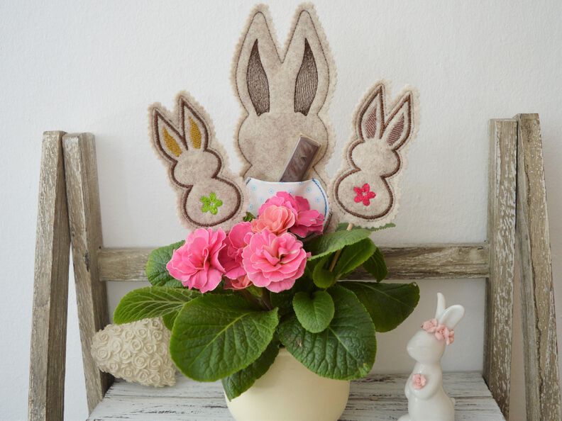  Stickdatei ITH Blumenstecker Hasen image number 4