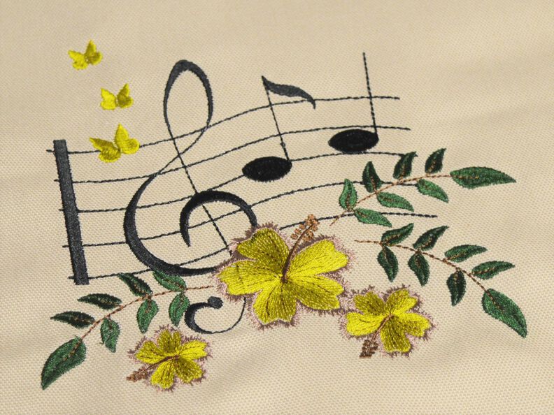 Stickdatei Musik Noten mit Hibiskus SET image number 3
