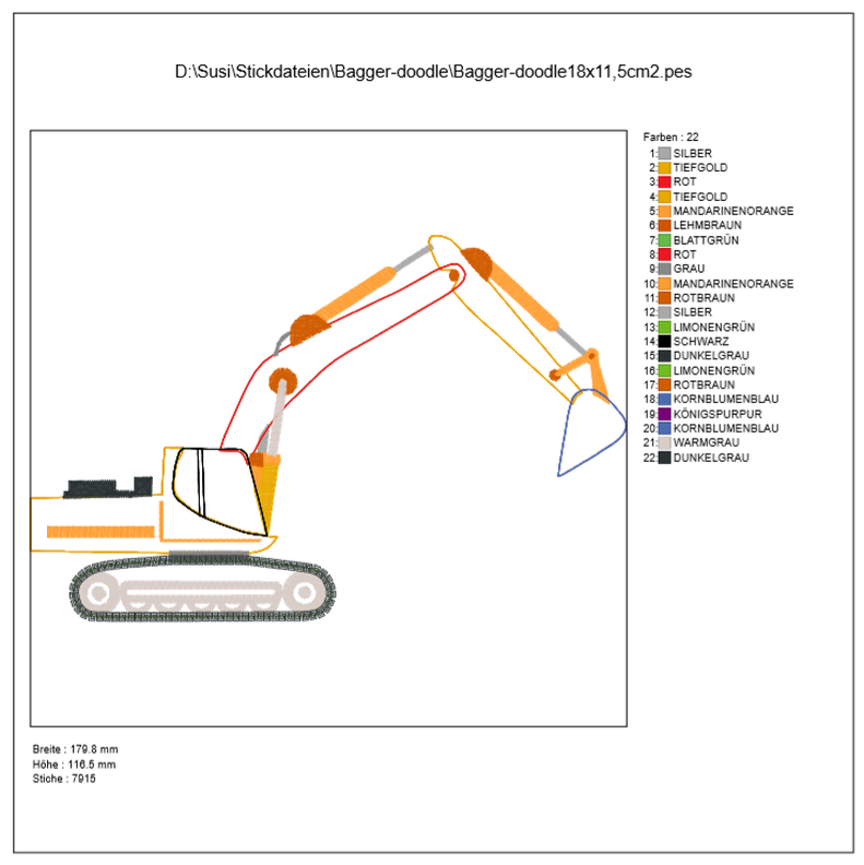 Bagger Doodle Stickdatei image number 5