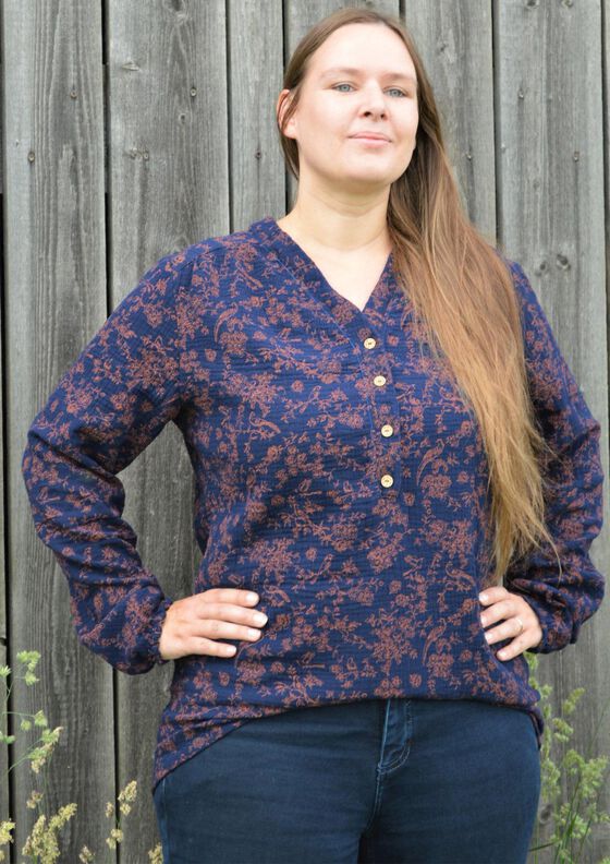 Bluse Hjertemusling Damen Gr. 32-50, Musselin, Leinen. A0 image number 6