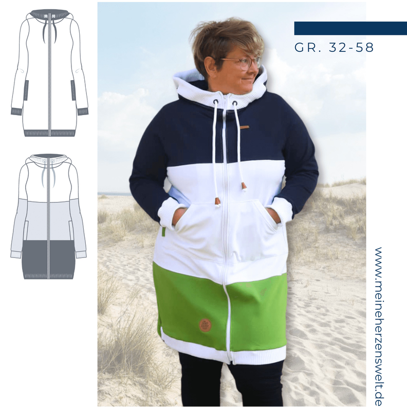 Sweatjacke Damen - Schnittmuster Gr. 32-58 -meine CLARA #101 image number 1